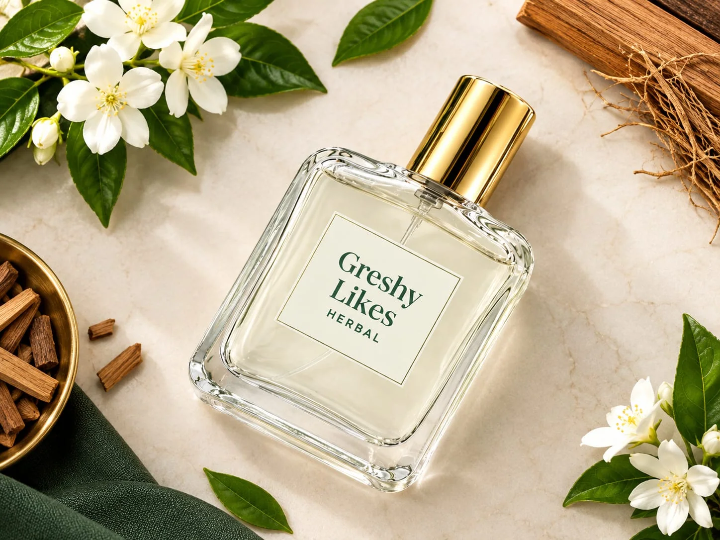 Herbal perfume inspired by botanical ingredients